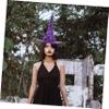 Alipis Elegant Purple Witch Hat Halloween Costume Accessory Lightweight Cloth Material Reusable for Women Cosplay Party and Role Playing with Festive Design view 3