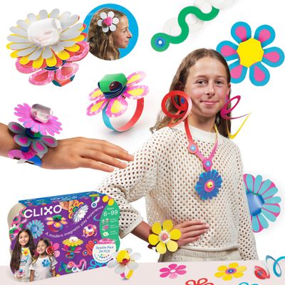 Clixo Sparkle Pack  34-Piece Magnetic Building Set with Holographic Patterns | Create Necklaces, Bracelets & Headpieces | Flexible STEAM Toy for Kids Ages 6+
