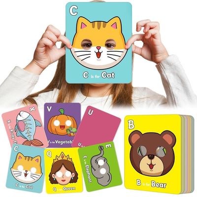 Alphabet Mask Cards, 26PCS Alphabet Flash Cards with Animal Masks, 8.7in Giant ABC Animal Flash Cards, Colorful Flashcards for Alphabet Learning & Interactive Educational Games