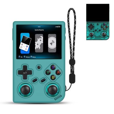 FIOPAZ for Anbernic RG35XX Pro Silicone Protective Case, Only Compatible with RG35XXPro Handheld Game Console Accessories, Anti-Scratch Washable Soft Silicone Cover with Lanyard (Green)