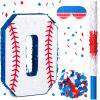 HyDren Baseball Piata Baseball Party Decorations Number Piata with Bat, Blindfold and Confetti, 16 Inch Sports Themed Birthday Party Supplies for Celebration Events(Number 0) view 1