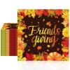 100Pcs Thanksgiving Napkins Fall Disposable Paper Napkins,Fall FriendsGiving Theme with Autumn Leaves & Pumpkins Print, Party Tableware for Thanksgiving Dinner Gathering Kitchen Decor 6.5 Inch view 1