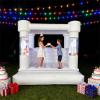10x10FT White Inflatable Bounce House with Clear Ball Columns 100% PVC Commercial Grade Bounce House for Birthday, Wedding & Events, Durable White Castle - Style Jumper view 1