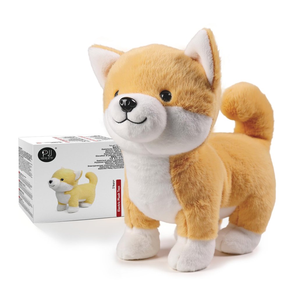 eJog Pup Electronic Plush Puppy Dog Toy, Jumping Barking Robot Dog, Cute Talking Stuffed Animal, Christmas Birthday Gifts Toy for Kids Aged 1 2 3
