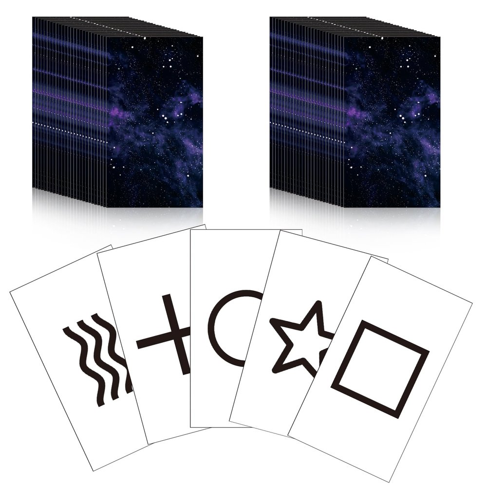 Ctosree 50 Pcs ESP Testing Cards Unmarked ESP Deck Trick 5-Symbol Intuition Recognition Psychic Recognition Test Cards, Total 2 Pack, 25 Pcs Each (Classic)