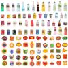 100 Pcs Miniature Food Set & Drink Bottles Realistic Resin Dollhouse Accessories 1:12 Scale Mini Food Kit for Kids Play, Collectors, Miniature Scene Kitchen Game Party Cake Bread Dessert view 1