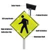 Aluminum Reflective Road Safety Traffic Sign, Solar Traffic Warning Light Pedestrian Crosswalk LED Solar Warning Sign - Rust-Proof Metal Frame view 2