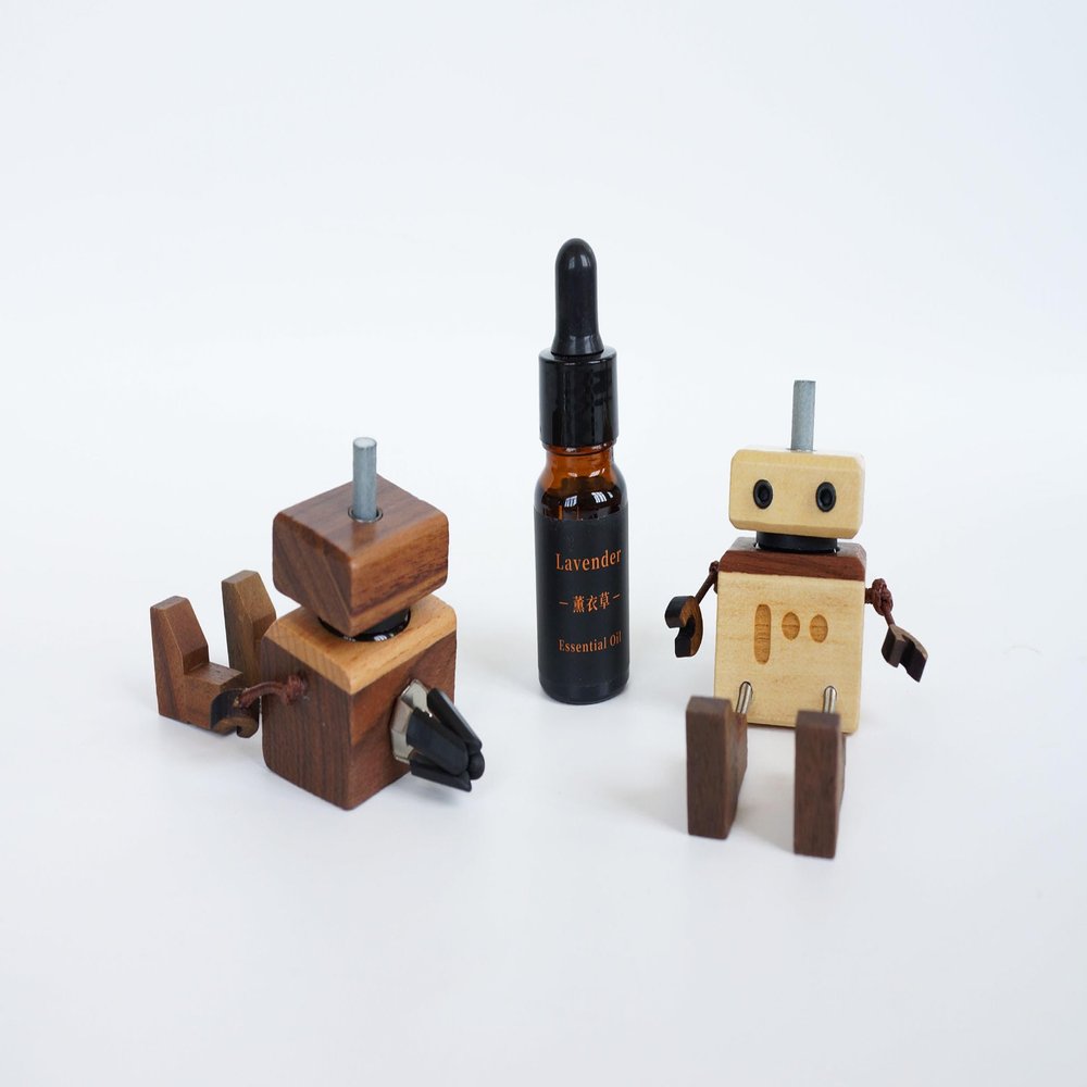 Wooden Shaking Man - Car Dashboard Decoration Magnetic Bobbleheads and Office Desk Figurine Ornaments,Funny Handmade Sways Doll with Small Aromatherapy Bottle (Walnut&Basswood)