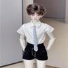 1/4 BJD Doll Clothes Accessories Short Sleeve Shirt Shorts Necktie for 45cm Dolls Clothing BJD Doll(Blue) view 1