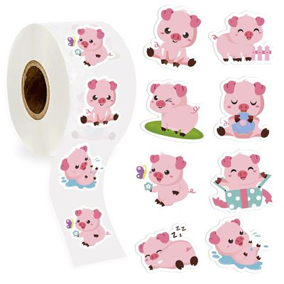 1000pcs Pig Stickers in 1 Roll for Cute Stickers, Perfect for Party Decoration and Gift Boxes - 1.5x1.5 Inch