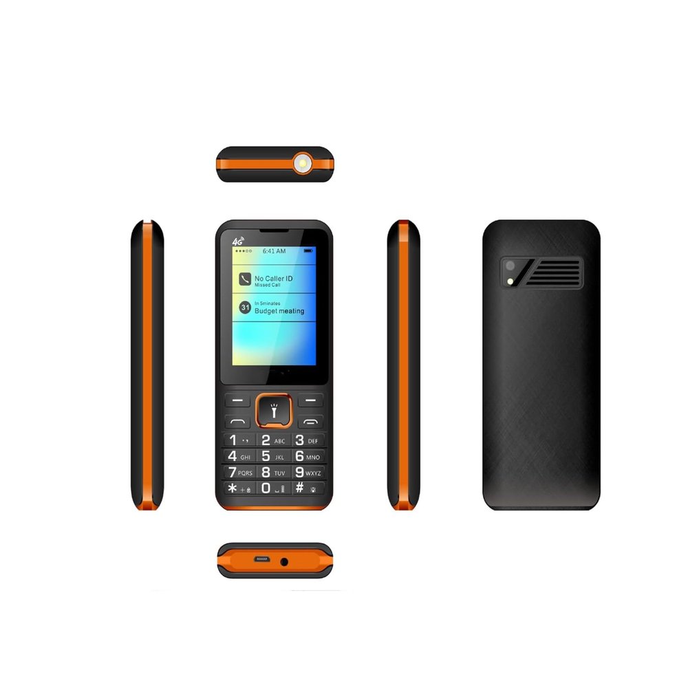 WJWWM Dual Sim Unlocked 4G Basic Mobile Phone with Large Buttons, Suitable for Children and Elderly People As A Backup Work Phone, Orange.