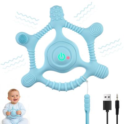 Sensory Chew Necklaces Vibrating teether for Kids - Chewelry Chew Toys for Autism, ADHD & Sensory Needs, BPA-Free Teething Relief & Anxiety Fidget (Blue)