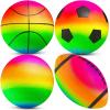 PlayBolt Sports Ball Set (4 Pack) - 5-Inch Rainbow Mini Basketball, Soccer, Football & Playground Balls w/Hand Pump - Fun Indoor Outdoor Toys for Toddlers, Little Kids, Preschoolers & Early Play view 1