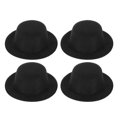 Alipis Mini Top Hat: 4pcs Miniature Fabric Snowman Top Hats - Doll Headwear for Christmas Snowman Decoration Wine Bottle Toppers Dollhouse DIY Crafts