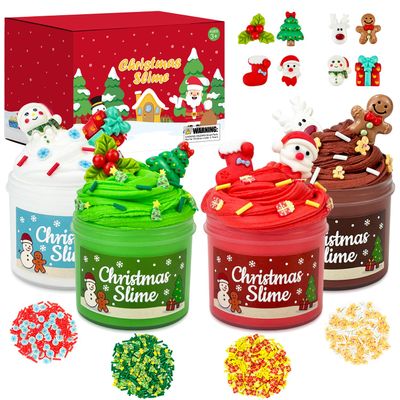 Christmas Slime Stocking Stuffers Gifts Toys for Kids 4 Pack, Xmas Party Favors Supplies Basket Goodie Bag Fillers for Toddler, School Classroom Non Candy Treats Prizes Stuff for Teens Boys Girls