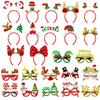 Christmas Party Favors Supplies 24 Pack - Glitter Glasses & Headband Set, Funny Holiday Party Decorations Photo Props, Xmas Costume Eyeglasses Frame & Headwear Accessories Goodie Bag Stocking Stuffers view 1