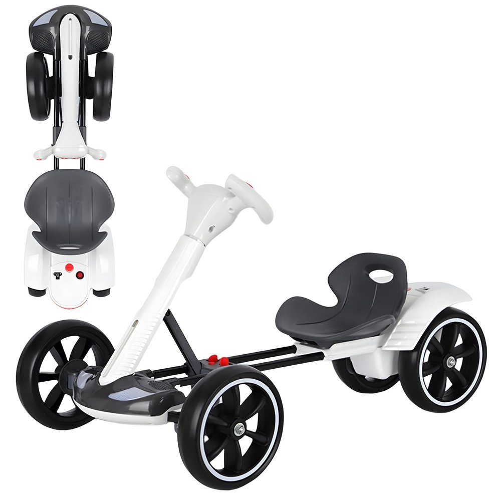 6-Volt Kids' Electric Go-Kart, Compact Folding Go-Kart, Musical Electric Vehicle, with Height-Adjustable Seat, Anti-Slip and Durable Tires, Ideal for Children Ages 3 to 8