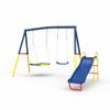 3-in-1 Heavy-Duty Metal Swing Set with Slide for Backyard  32" Saucer Swing, Belt Swing Seats & Adjustable Ropes  Outdoor Playset for Kids Ages 3-12 view 3