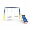 3-in-1 Heavy-Duty Metal Swing Set with Slide for Backyard  32" Saucer Swing, Belt Swing Seats & Adjustable Ropes  Outdoor Playset for Kids Ages 3-12 view 4