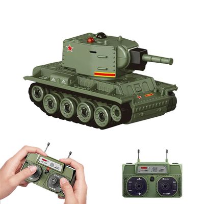 YounggDiy 1/64 Mini RC Battle Tank, Full Proportional Remote Control Military Vehicles Infrared Combat Mode, Rotating Turret and Track Drive, with USB Charging