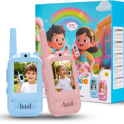 Video Walkie Talkies for Kids, Hanging Rope with Top-C Charging, Easy to Operate Wireless Children's Intercom, 150 Meter Outdoor Video Walkie Talkies