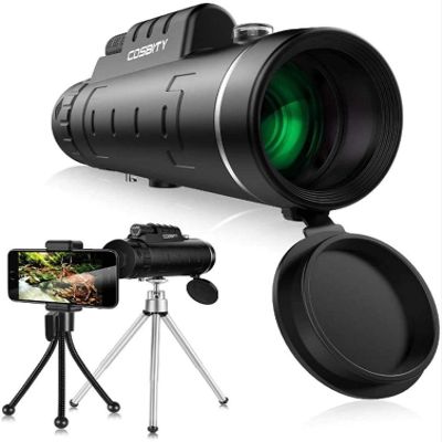 40x60 s Compact Waterproof Telescopes for Football Safari Bird Watching Hunting Climbing with Mobile Phone Holder Carrying Bag Strap Clean Cloth