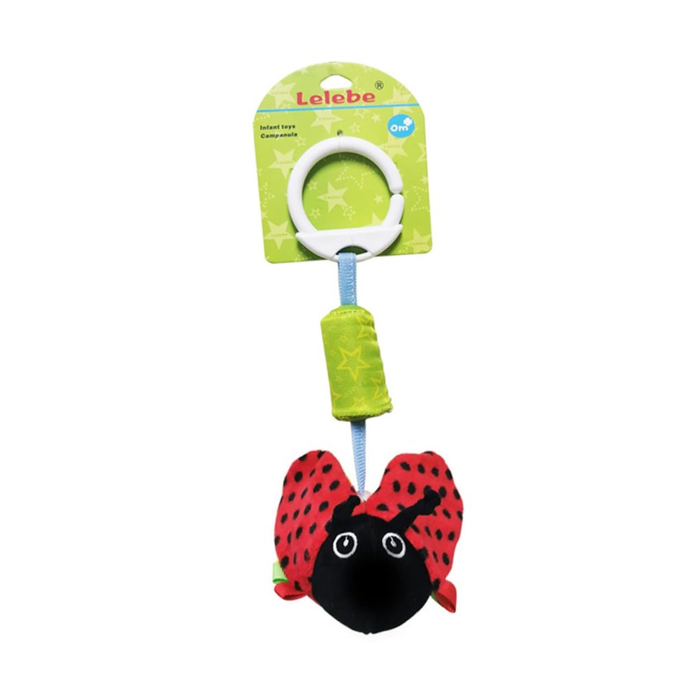FRCOLOR Pendant Cradle Hanging Rattles Animal Shape Bedside with Ringing Bell for Stroller and Carrier Soft Touch Developmental Crinkly for Boys and Months