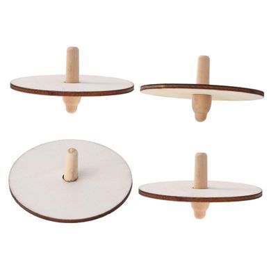 BESPORTBLE 4pcs Unfinished Wooden Spinning Tops DIY Painting Kit for Wood Color Gyroscope to Enhance Creativity Hand Eye Coordination and Fine Motor Skills Random Style