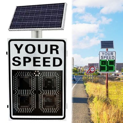 HEQIM LED Radar Display Detector, New Solar Flashing Speed Limit Sign, White Road Warning Safety Sign, Radar Speed Measurement(50 * 70cm)