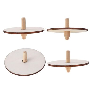 BESPORTBLE 4pcs Wooden Gyroscope Tops DIY Painting for Unfinished Natural Wood Color Spinning to Boost Creativity Hand Eye Coordination and Fine Motor Skills