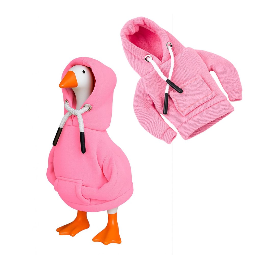 7 Inch Desk Goose Outfits Mini Porch Goose Hoodies Tabletop Goose Accessory Costume Magnetic Goose Statue Key Holder Clothes for Table Decor (Pink)