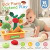Mini Tudou Baby Toys 6-12 Months-Fruits Veggies Farm Stuffed Toys 15PCS-Sensory Educational Toy Mushroom Carrot with Rattle Squeaker Crinkle Texture Color Shape Number Matching Gifts view 2