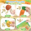 Mini Tudou Baby Toys 6-12 Months-Fruits Veggies Farm Stuffed Toys 15PCS-Sensory Educational Toy Mushroom Carrot with Rattle Squeaker Crinkle Texture Color Shape Number Matching Gifts view 3