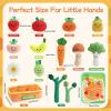 Mini Tudou Baby Toys 6-12 Months-Fruits Veggies Farm Stuffed Toys 15PCS-Sensory Educational Toy Mushroom Carrot with Rattle Squeaker Crinkle Texture Color Shape Number Matching Gifts view 4