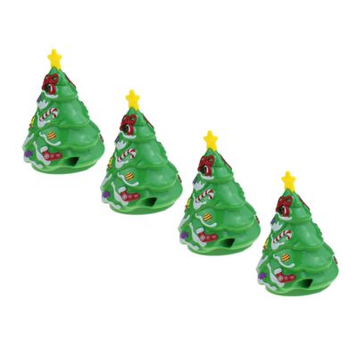 FRCOLOR 4pcs Wind Up Christmas Tree Decorations Creative Plastic Xmas Party Supplies Tabletop Cartoon Design Safe Abs Material