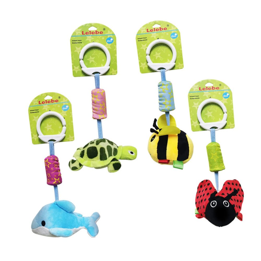 Abaodam Pendant Cradle Rattles Animal Shape Soft Hanging for Newborns Bedside Sensory Development with Safe Touch and Eye Hand Coordination Suitable for Boys