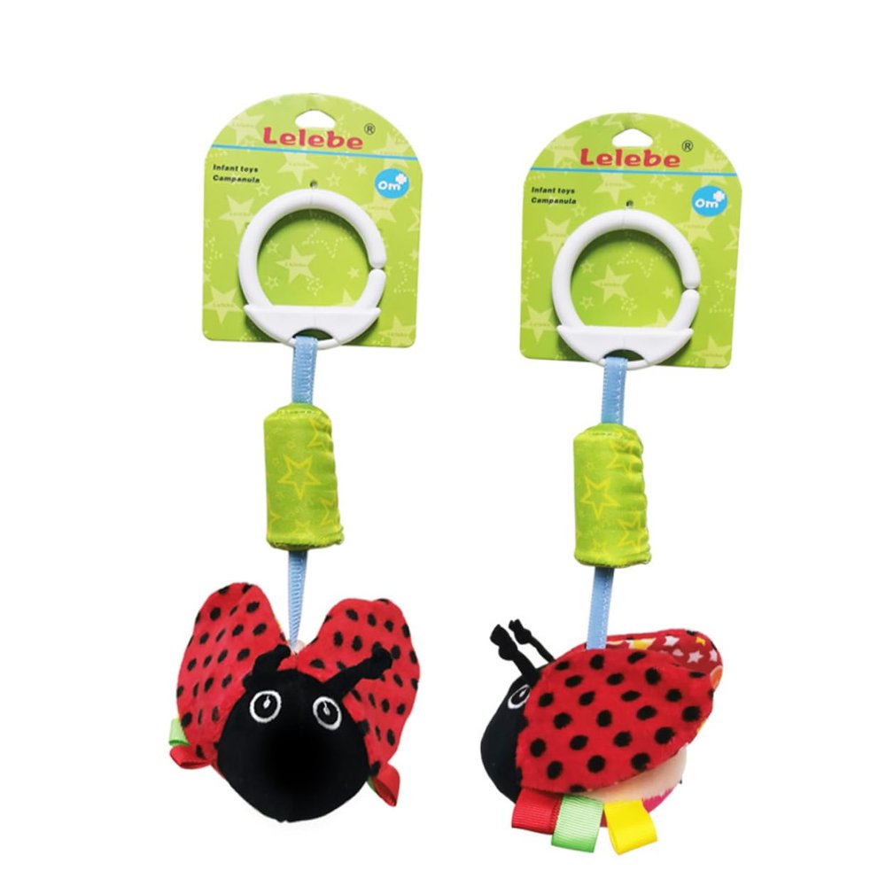 BESPORTBLE Bedside Hanging Rattles Animal Shape Cradle Ladybird Red for Newborns Sensory Development Soft Touch Cartoon for Stroller and Carrier