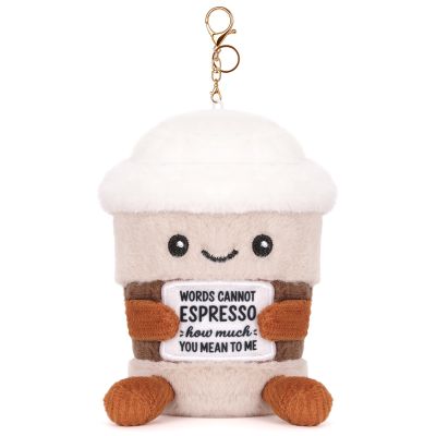 A AIFAMY Positive Coffee Plush, 4.3 inches Espresso Cup Stuffed Toy - Drink Plush for Coffee Lovers