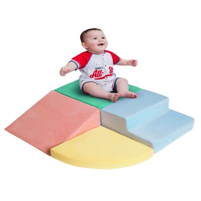 DTRK Climbing Toys for Toddlers 1-3, 4-Piece Soft Indoor Play Gym for Kids, Toddler Playtime Corner Climber Indoor Foam Play Gym for Climbing Crawling and Sliding,Foam Climb Blocks for Baby