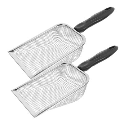 TOYANDONA 2pcs Stainless Steel Beach Sand Filtering Shovel with Comfortable Handle Lightweight Mesh Sand Sifter for Shell Collecting Multi Use Tool for Beach Fun and Shell Hunting