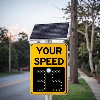 HEQIM Solar Powered Radar Speed Detection Traffic Warning Sign, Radar Speed Display Sign, 20" x 27" / 24" x 35" Engineering Grade Reflective Aluminum(B,50 * 70cm)