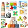 6 in 1 montessori baby toys for 6-36 months old-incl Busy Cube,stacking cups,Shape Sorting Bin,baby blocks,crinkle books, suction cups spinners,Sorting Learning Sensory Toys Gift for Babies Aged 1-3 view 1