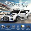 funnyndiy 1/43 Scale Alloy RC Drift Car with Adjustable Gyroscope, 2.4G 4WD 2 Driving Modes RC Racing Car with LED Lights, Desk Racer Model for Hobbyist view 3
