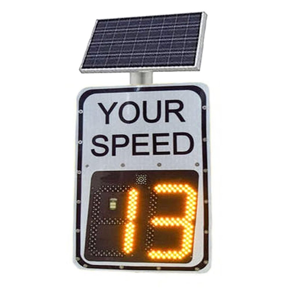 Solar Powered Speed Radar Feedback Sign, LED Radar Speed Display Sign, Reflective Aluminum Road Traffic Warning Speedometer(50 * 70cm)