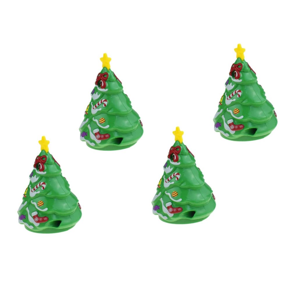 Beaupretty 4pcs Christmas Wind Up Adorable Clockwork Green Christmas Trees Miniature Decorations for Adults Portable Abs Material