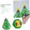Beaupretty 4pcs Christmas Wind Up Adorable Clockwork Green Christmas Trees Miniature Decorations for Adults Portable Abs Material view 3