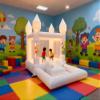 13x8x9.3FT White Inflatable Bounce House with Clear Ball Columns  100% PVC Commercial Grade Bounce House for Birthday, Wedding & Events, Durable White Castle - Style Jumper view 2