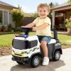 Licensed Scania Ride on Push Police Car by OLAKIDS, Toddler Sliding Walker with Siren Start-up Sound Under Seat Storage, Kids Foot-to-Floor Toys with Horn Lights Music for Boys Girls (White) view 2