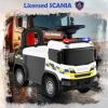 Licensed Scania Ride on Push Police Car by OLAKIDS, Toddler Sliding Walker with Siren Start-up Sound Under Seat Storage, Kids Foot-to-Floor Toys with Horn Lights Music for Boys Girls (White) view 3