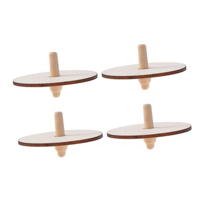 BESPORTBLE 4pcs Wooden Spinning Tops DIY Painting for Unfinished Natural Wood Gyroscope to Enhance Hand Eye Coordination and Creativity Random Style